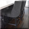 F02. Set of 8 barrel-back black counter stools. Seat height 25”h x 19”w 